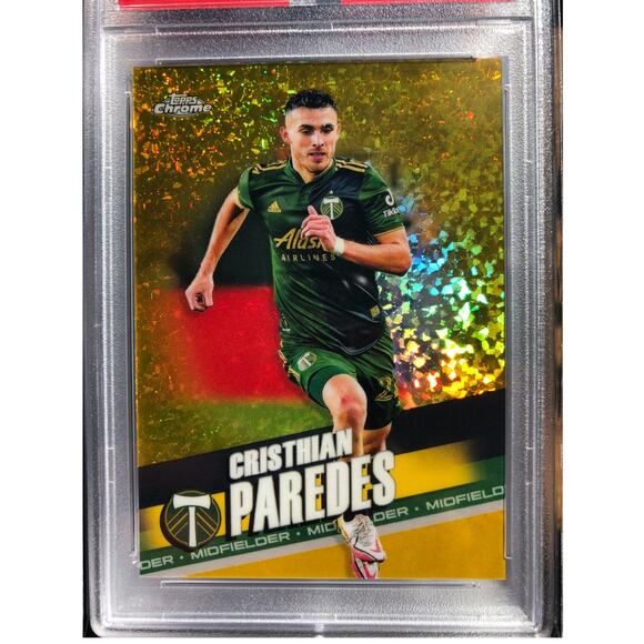 2022 Topps Chrome MLS Gold Mini-Diamond Refractor 97 Cristhian Paredes /50 PSA10 - Picture 3 of 8
